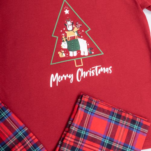 PIJAMA CONJUNTO MANGA CORTA, PANTALÓN NAVIDAD ROJO