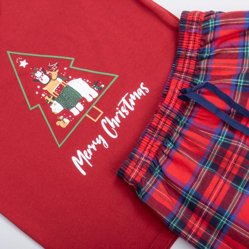 PIJAMA CONJUNTO MANGA CORTA, SHORT NAVIDAD ROJO