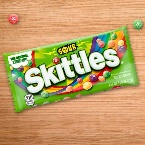 CARAMELOS MASTICABLES SKITTLES SOURS SINGLES VERDE