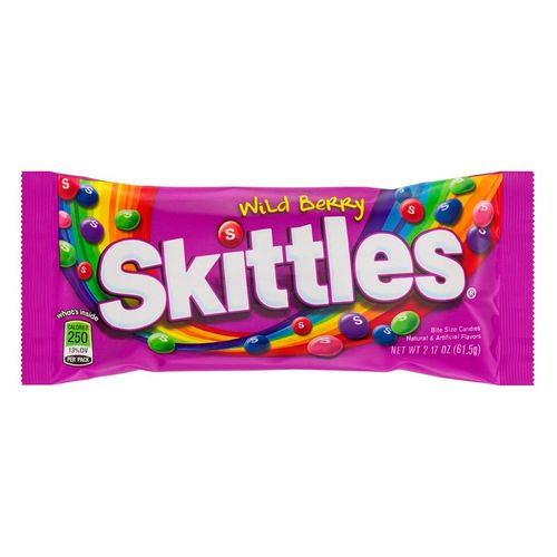 CARAMELOS MASTICABLES SKITTLES WILD BERRY SINGLE MORADO