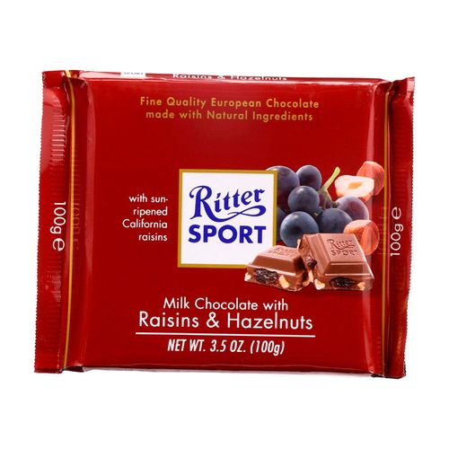 CHOCOLATES CON LECHE RITTER AVELLANAS & PASAS CAFE