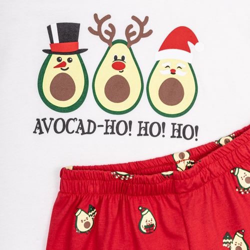 PIJAMA CONJUNTO MANGA CORTA, SHORT AVOCADO NAVIDAD CRUDO