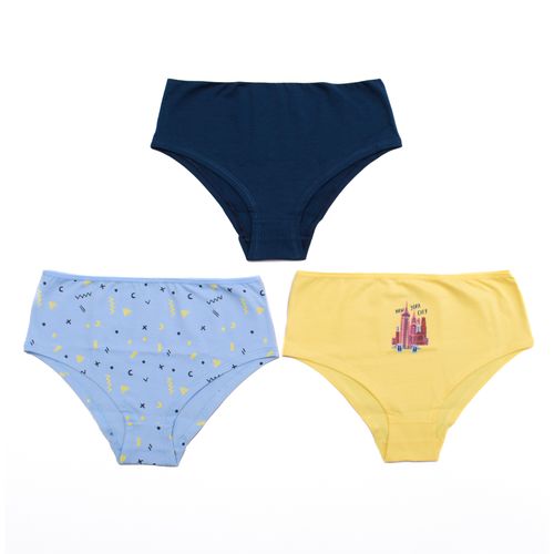 PANTY ALGODON CACHETERO CITY AMARILLO PASTEL PACK X3