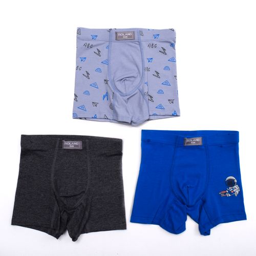 BOXER ELASTICO RECUBIERTO PIERNA MEDIA MUNDO CELESTE PACK X3