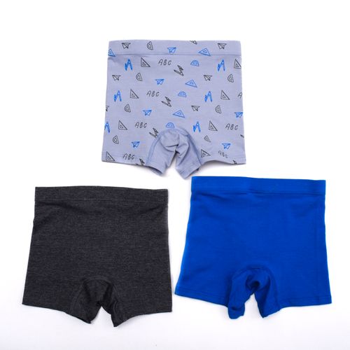 BOXER ELASTICO RECUBIERTO PIERNA MEDIA MUNDO CELESTE PACK X3