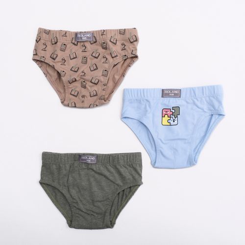BRIEF ELASTICO RECUBIERTO ROMPECABEZAS CELESTE PACK X3