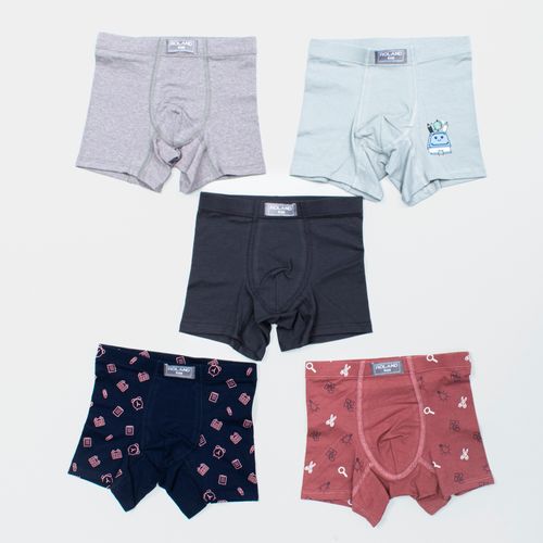 BOXER ELASTICO RECUBIERTO PIERNA MEDIA CUADERNO GRIS PACK X3