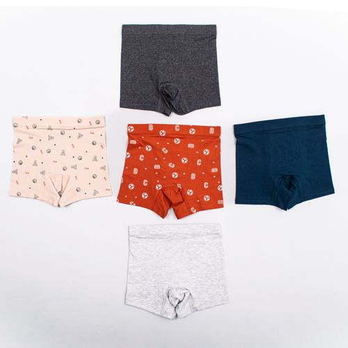 BOXER ELASTICO RECUBIERTO PIERNA MEDIA ABC GRIS JASPE CLARO PACK X5