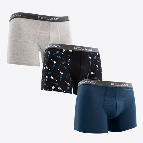 BOXER ELASTICO VISTO GUITARRA NEGRO PACK X3
