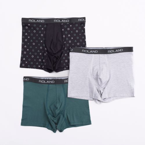 BOXER ELASTICO VISTO FIGURAS CENIZA PACK X3
