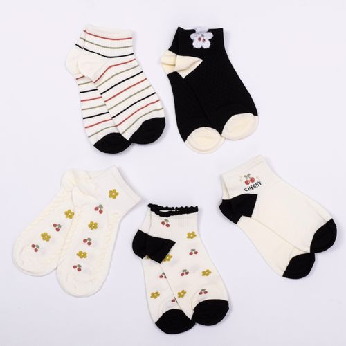 MEDIAS CASUAL DAMA CAÑA TOBILLERA LISA LABRADO FLORES SURTIDO PACK X1