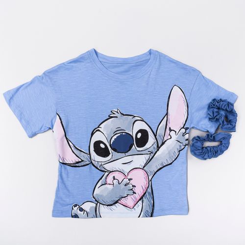 PIJAMA CONJUNTO MANGA CORTA + PANTALON STITCH AZUL
