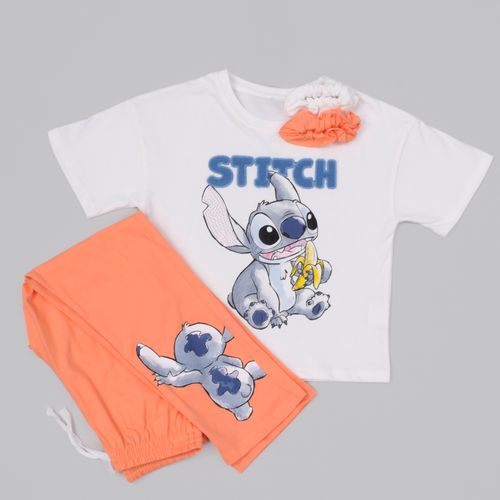 PIJAMA CONJUNTO MANGA CORTA + PANTALON STITCH GRIS