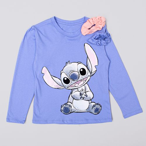 PIJAMA CONJUNTO MANGA LARGA + PANTALON STITCH LILA