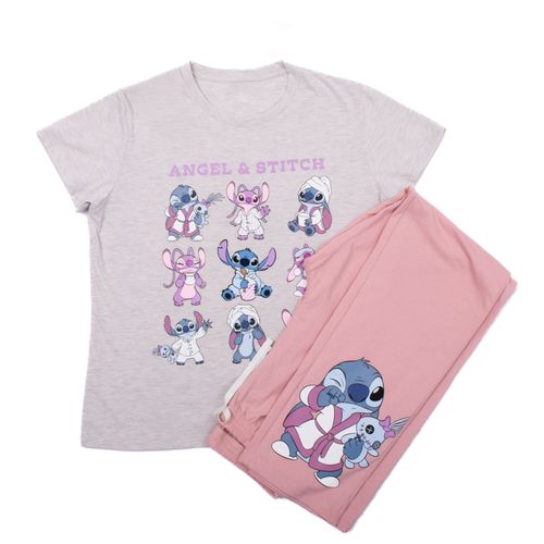 PIJAMA CONJUNTO MANGA CORTA + PANTALON STITCH GRIS