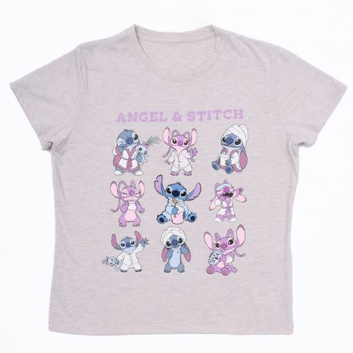 PIJAMA CONJUNTO MANGA CORTA + PANTALON STITCH GRIS