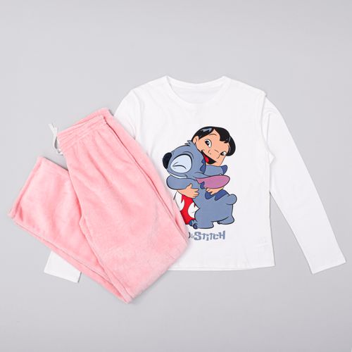 PIJAMA CONJUNTO MANGA LARGA + PANTALON POLAR STITCH CRUDO