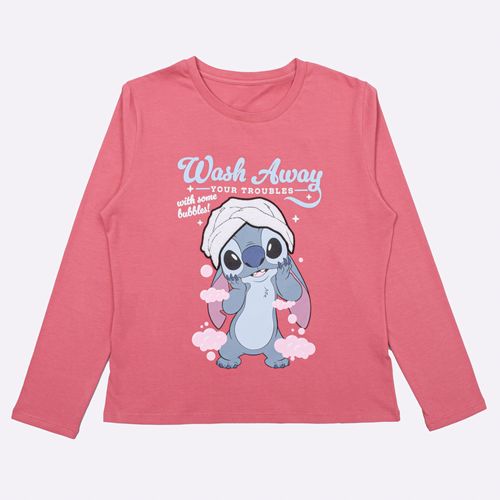 PIJAMA CONJUNTO MANGA LARGA + PANTALON STITCH MORADO
