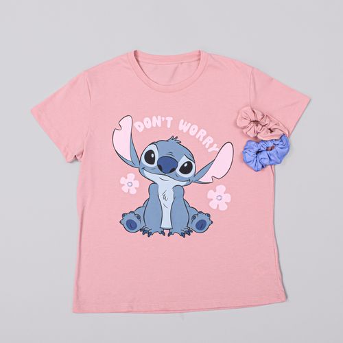 PIJAMA CONJUNTO MANGA CORTA + SHORT STITCH ROSADO