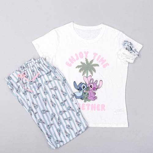 PIJAMA CONJUNTO MANGA CORTA + PANTALON STITCH CRUDO