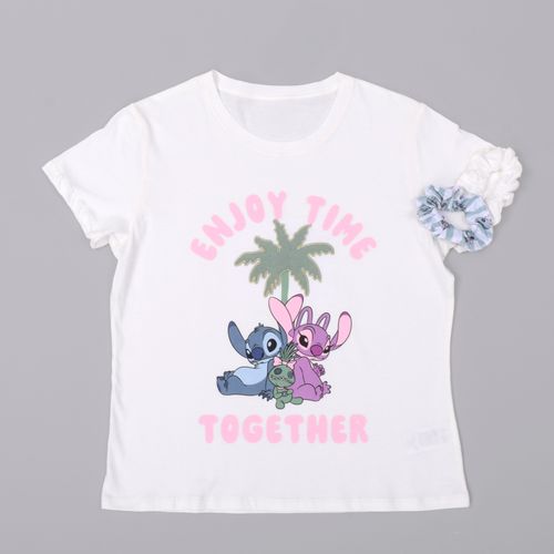 PIJAMA CONJUNTO MANGA CORTA + PANTALON STITCH CRUDO