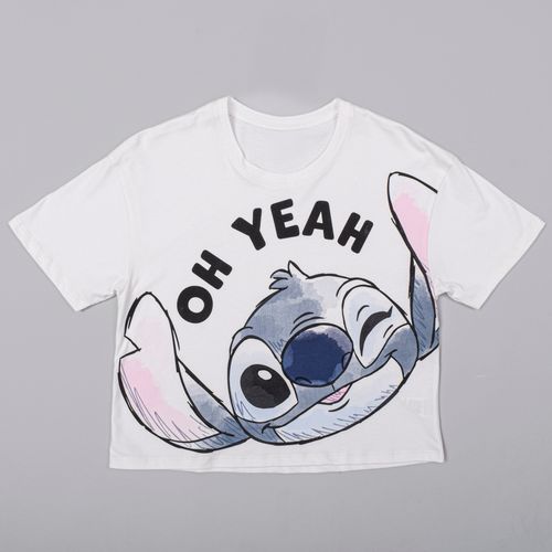 CAMISETA CUELLO REDONDO ESTAMPADA STITCH CRUDO