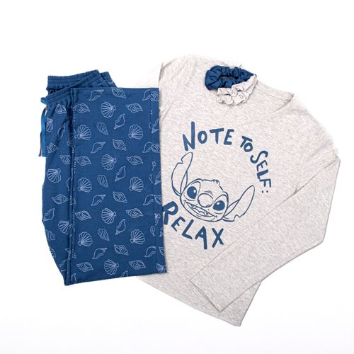 PIJAMA CONJUNTO MANGA LARGA + PANTALON STITCH GRIS