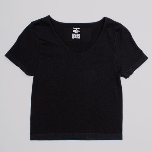 CAMISETA SEAMLESS CUELLO V NEGRO