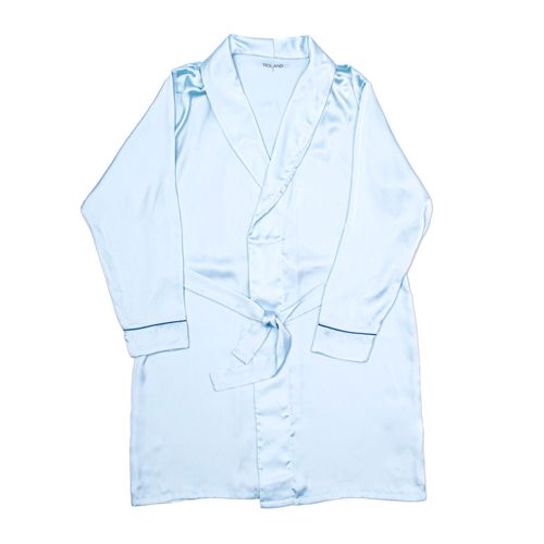 PIJAMA SALIDA DE CAMA SEDA CELESTE