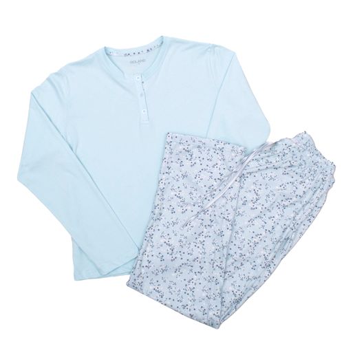 PIJAMA CONJUNTO MANGA LARGA + PANTALON CELESTE