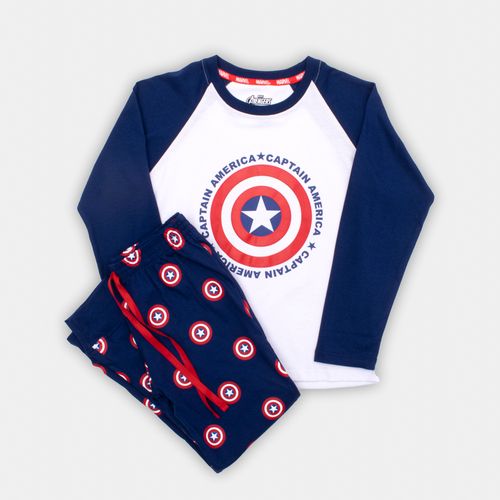 PIJAMA CONJUNTO MANGA LARGA + PANTALON CAPITAN AMERICA CRUDO
