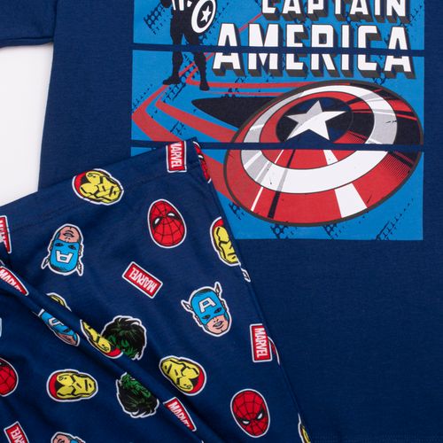 PIJAMA CONJUNTO MANGA CORTA + PANTALON CAPITAN AMERICA AZUL MARINO