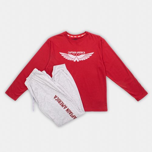PIJAMA CONJUNTO MANGA LARGA + PANTALON CAPITAN AMERICA GRIS