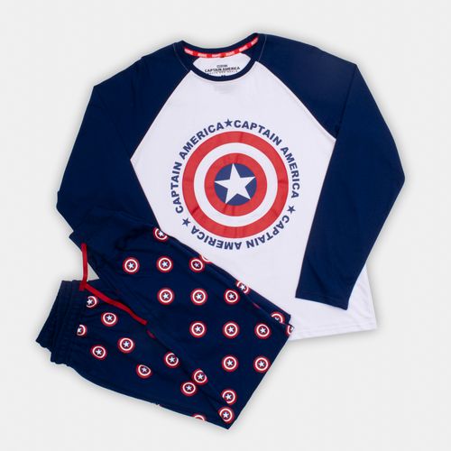 PIJAMA CONJUNTO MANGA LARGA + PANTALON CAPITAN AMERICA CRUDO