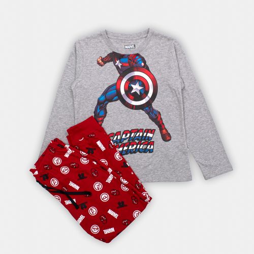 PIJAMA CONJUNTO MANGA CORTA + PANTALON CAPITAN AMERICA AZUL MARINO