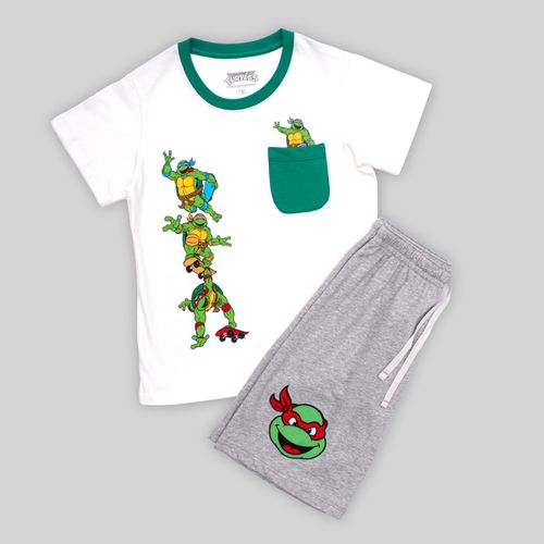PIJAMA CONJUNTO MANGA CORTA + SHORT TORTUGAS NINJA CRUDO