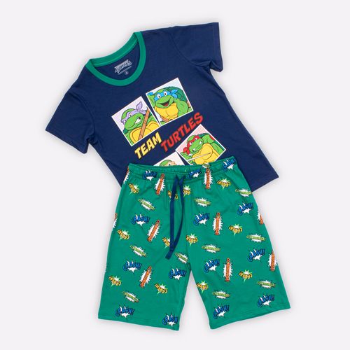 PIJAMA CONJUNTO MANGA CORTA + SHORT TORTUGAS NINJA AZUL MARINO