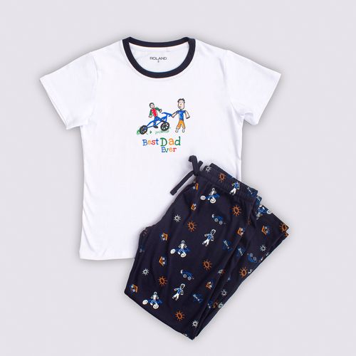 PIJAMA CONJUNTO MANGA CORTA + PANTALON BÁSICO DIBUJO CRUDO