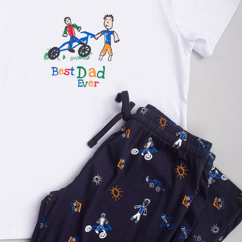 PIJAMA CONJUNTO MANGA CORTA + PANTALON BÁSICO DIBUJO CRUDO