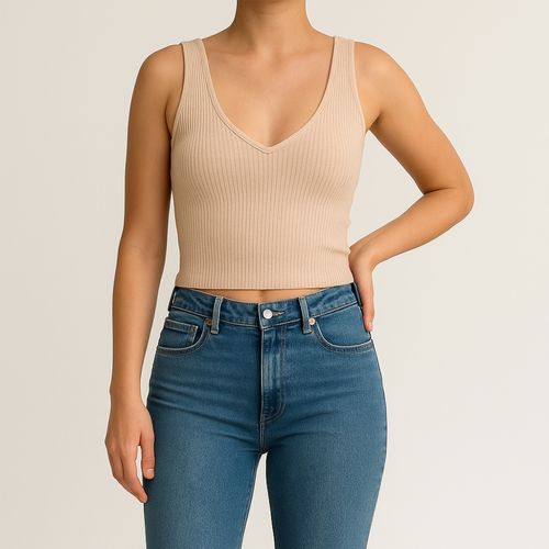 TOP SEAMLESS CUELLO REDONDO BEIGE