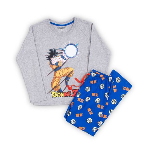 PIJAMA CONJUNTO MANGA LARGA + PANTALON DRAGON BALL GRIS JASPE CLARO