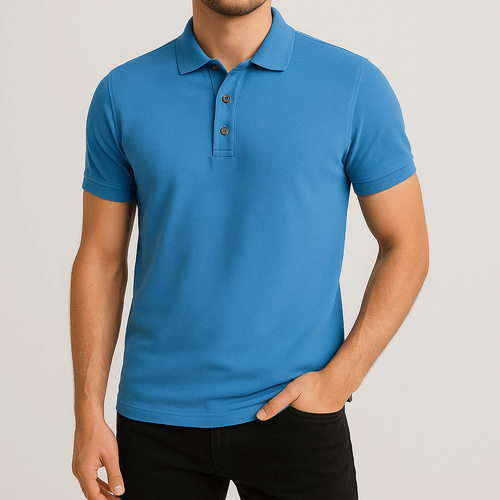 CAMISETA POLO LLANA AZUL