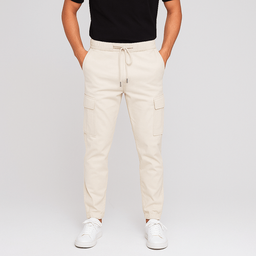 PANTALÓN GABARDINA CARGO BEIGE