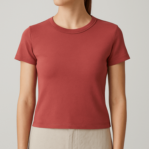 CAMISETA SEAMLESS CUELLO REDONDO VINO