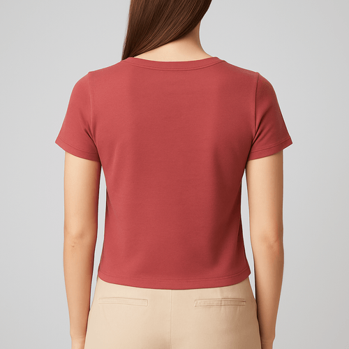CAMISETA SEAMLESS CUELLO REDONDO VINO