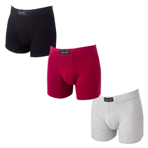 BOXER BÁSICO ELASTICO RECUBIERTO PIERNA MEDIA LLANO VINO PACK X3