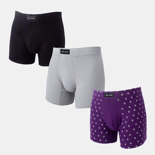 BOXER ELASTICO PIERNA MEDIA FIGURAS MORADO PACK X3