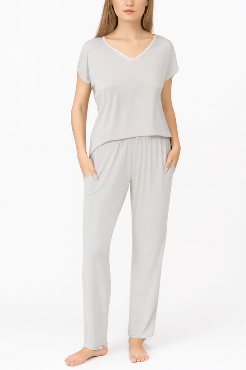 PIJAMA CONJUNTO MANGA CORTA + PANTALON CRUDO