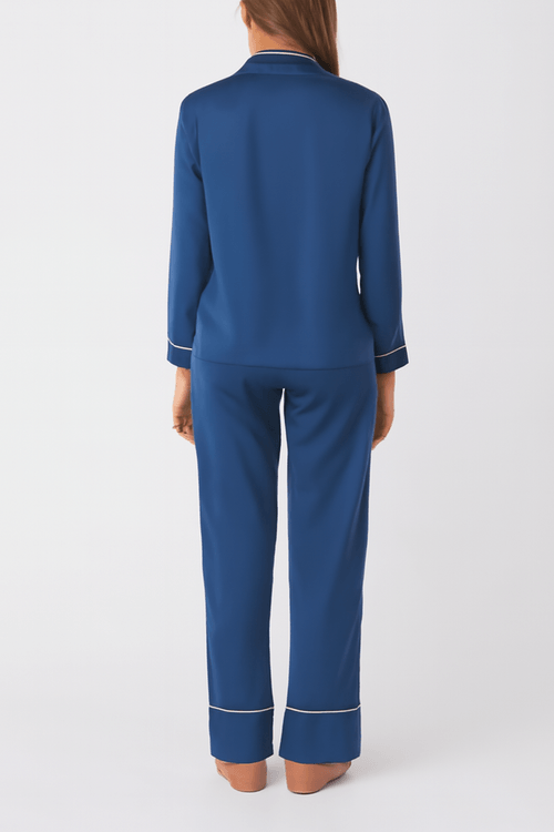 PIJAMA CONJUNTO MANGA LARGA + PANTALON SEDA AZUL