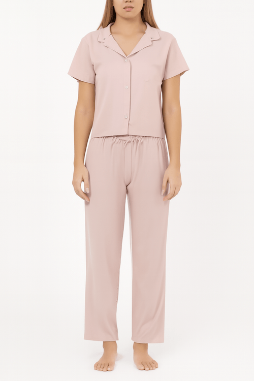 PIJAMA CONJUNTO MANGA CORTA + PANTALON ROSA